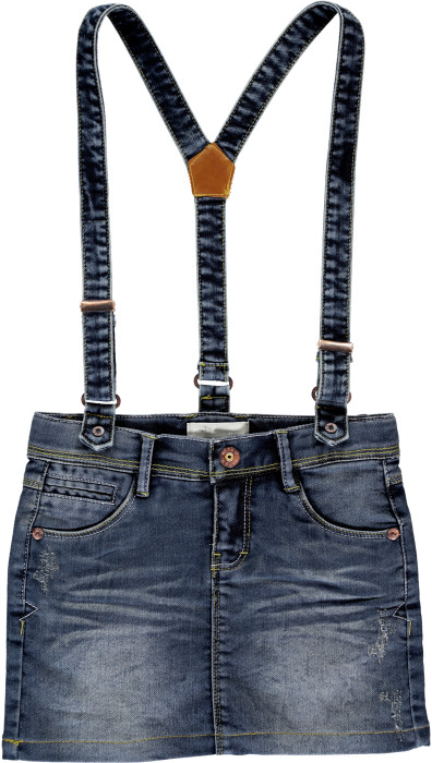 Name it, Jeanskjol med hängslen, Astrid, Medium blue denim