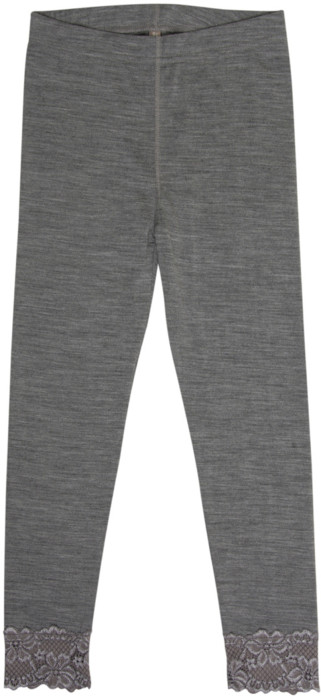 Hust & Claire, Leggings m. spets, Ull, Wool grey